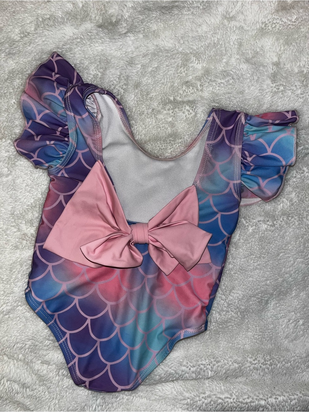 PatPat Girls' Mermaid Scale One-Piece Swimsuit in Pink and Purple